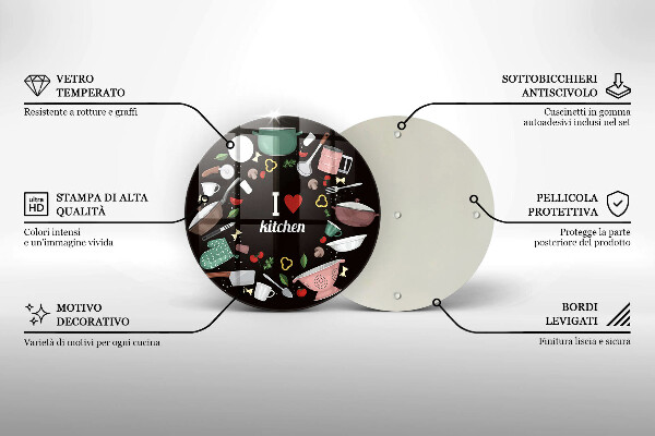Chopping board glass Illustration I Love Kitchen