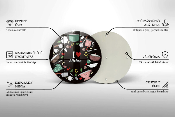 Chopping board glass Illustration I Love Kitchen