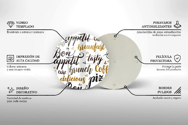 Chopping board glass Text Bon Appetit