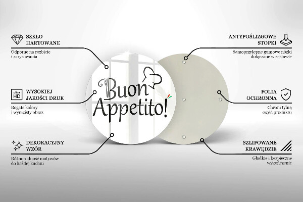 Chopping board glass The inscription Buon Appetito!