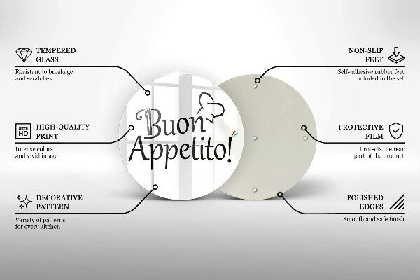 Chopping board glass The inscription Buon Appetito!