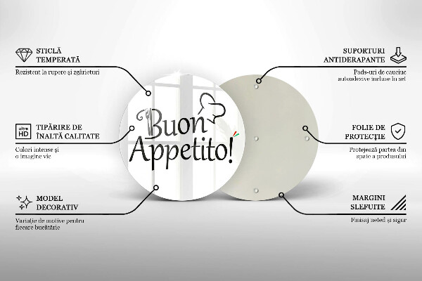 Chopping board glass The inscription Buon Appetito!