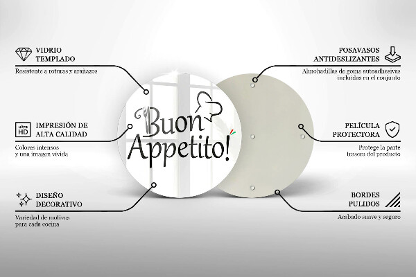 Chopping board glass The inscription Buon Appetito!