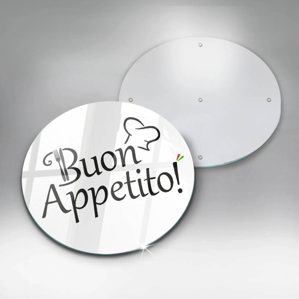 Chopping board glass The inscription Buon Appetito!