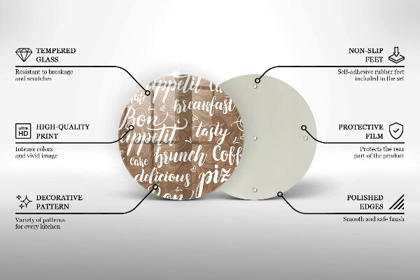 Chopping board glass Text Bon Appetit