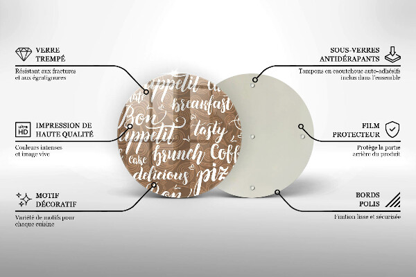 Chopping board glass Text Bon Appetit