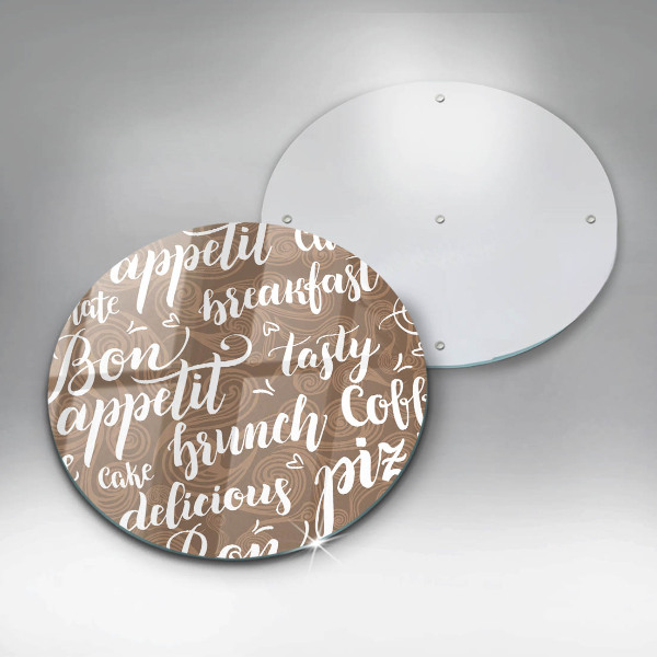 Chopping board glass Text Bon Appetit