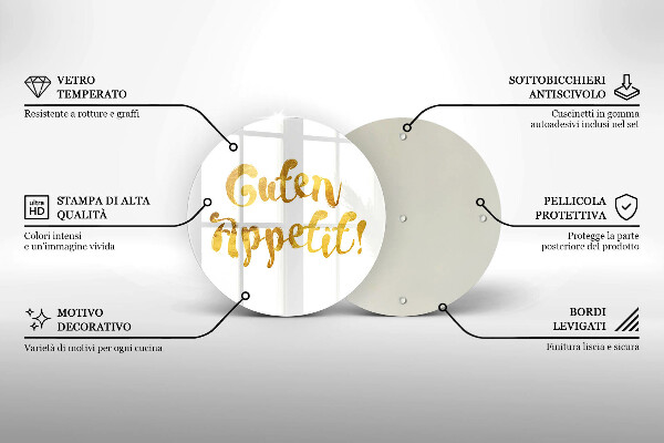 Chopping board glass The inscription GUTEN APPETIT!