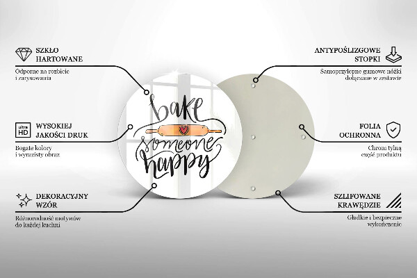 Chopping board glass Bake some happy