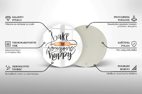 Chopping board glass Bake some happy