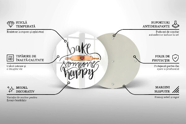 Chopping board glass Bake some happy