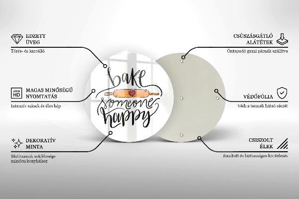 Chopping board glass Bake some happy