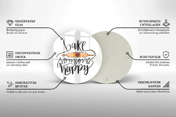 Chopping board glass Bake some happy