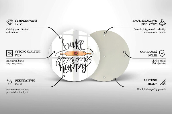 Chopping board glass Bake some happy