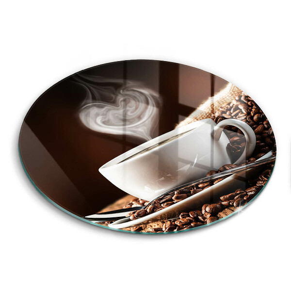 Chopping board glass Coffee and cup