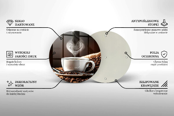 Chopping board glass Coffee and cup