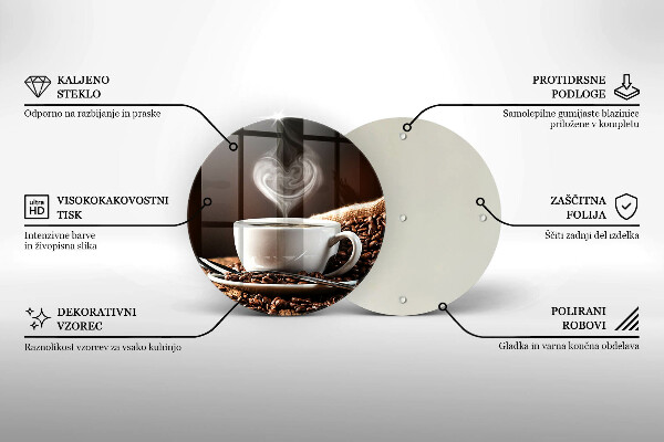 Chopping board glass Coffee and cup