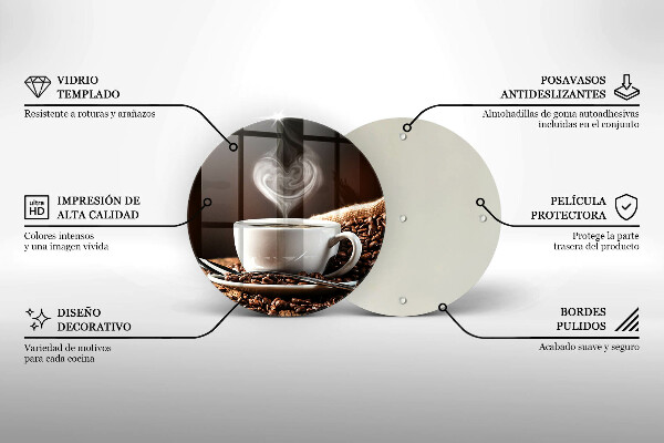 Chopping board glass Coffee and cup