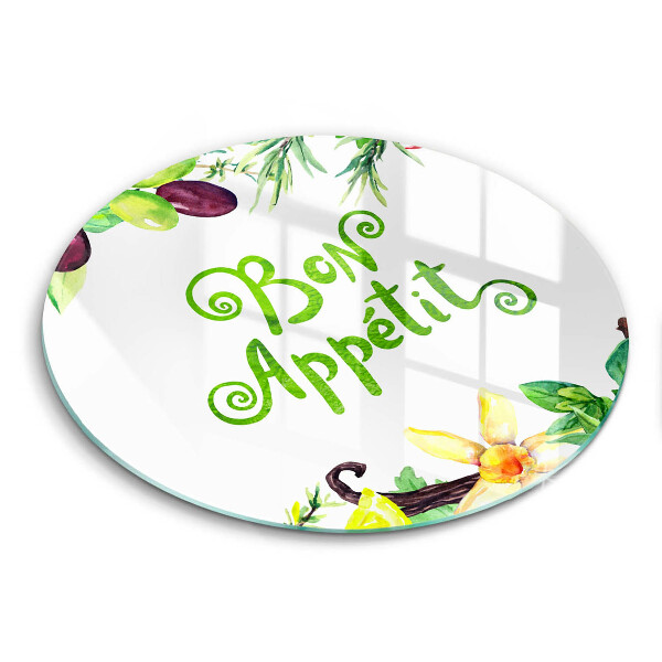 Glass cutting board The inscription Bon Appetit