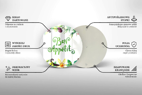 Glass cutting board The inscription Bon Appetit