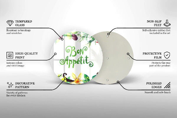 Glass cutting board The inscription Bon Appetit