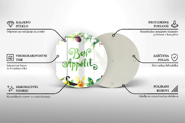 Glass cutting board The inscription Bon Appetit