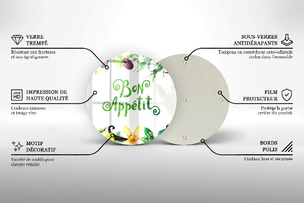 Glass cutting board The inscription Bon Appetit