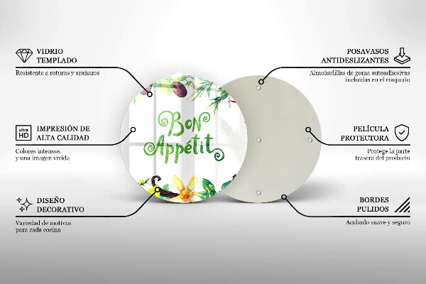 Glass cutting board The inscription Bon Appetit