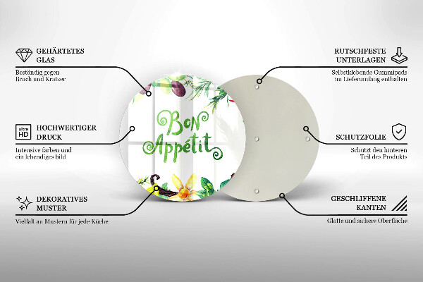 Glass cutting board The inscription Bon Appetit