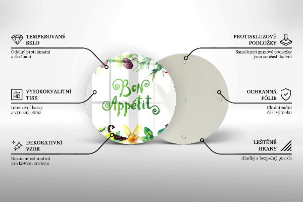 Glass cutting board The inscription Bon Appetit