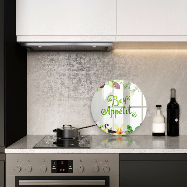 Glass cutting board The inscription Bon Appetit