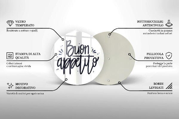 Glass cutting board The inscription Buon Appetito