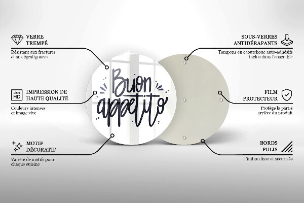 Glass cutting board The inscription Buon Appetito