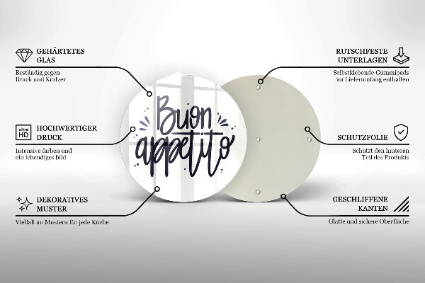 Glass cutting board The inscription Buon Appetito
