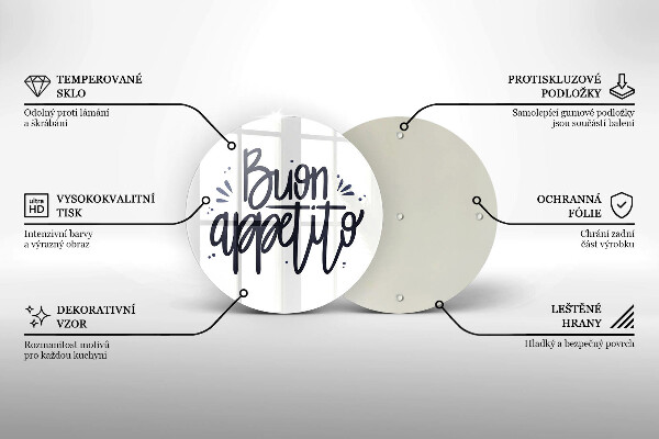 Glass cutting board The inscription Buon Appetito