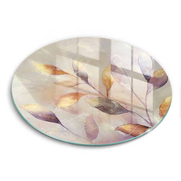 Glass cutting board Painted boho leaves