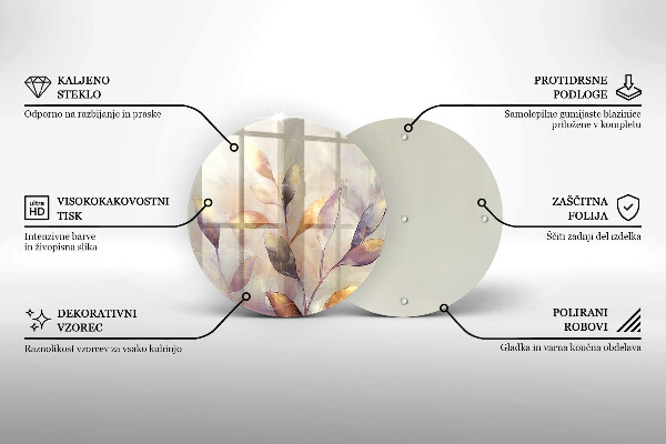 Glass cutting board Painted boho leaves