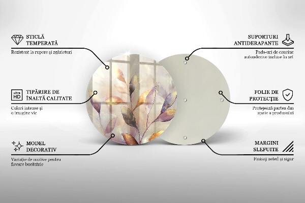 Glass cutting board Painted boho leaves