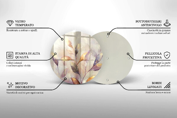 Glass cutting board Painted boho leaves