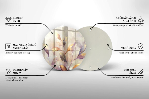 Glass cutting board Painted boho leaves