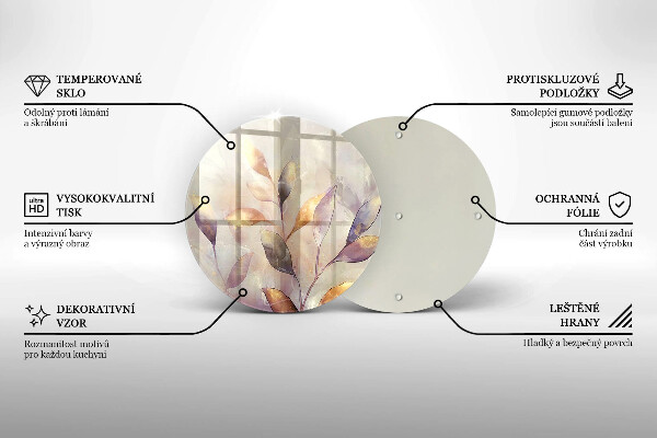 Glass cutting board Painted boho leaves