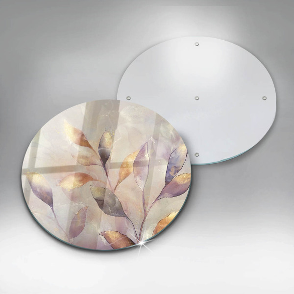 Glass cutting board Painted boho leaves