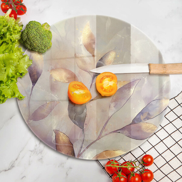 Glass cutting board Painted boho leaves