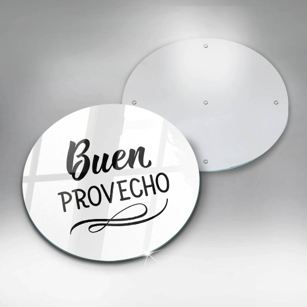 Chopping board glass The inscription Buen Provecho