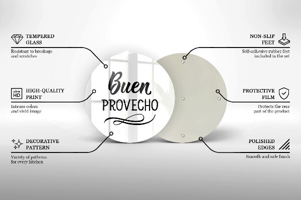 Chopping board glass The inscription Buen Provecho