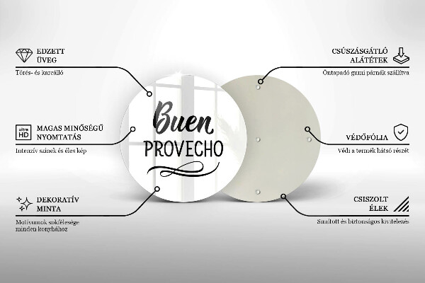 Chopping board glass The inscription Buen Provecho