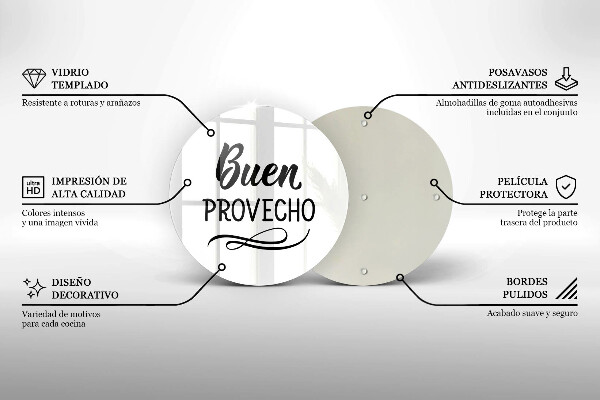 Chopping board glass The inscription Buen Provecho