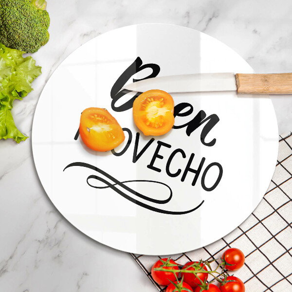 Chopping board glass The inscription Buen Provecho