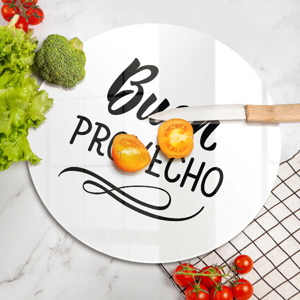 Chopping board glass The inscription Buen Provecho