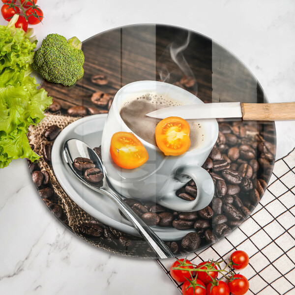 Chopping board Cup and coffee beans